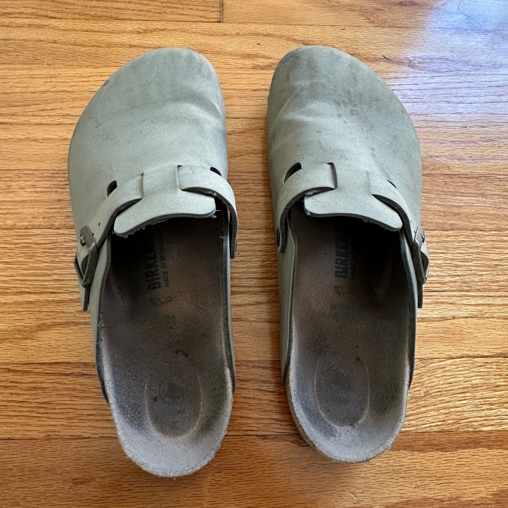 Birkenstock Boston Soft Footbed Clogs – Taupe Suede Size 12 - Picture 3 of 5